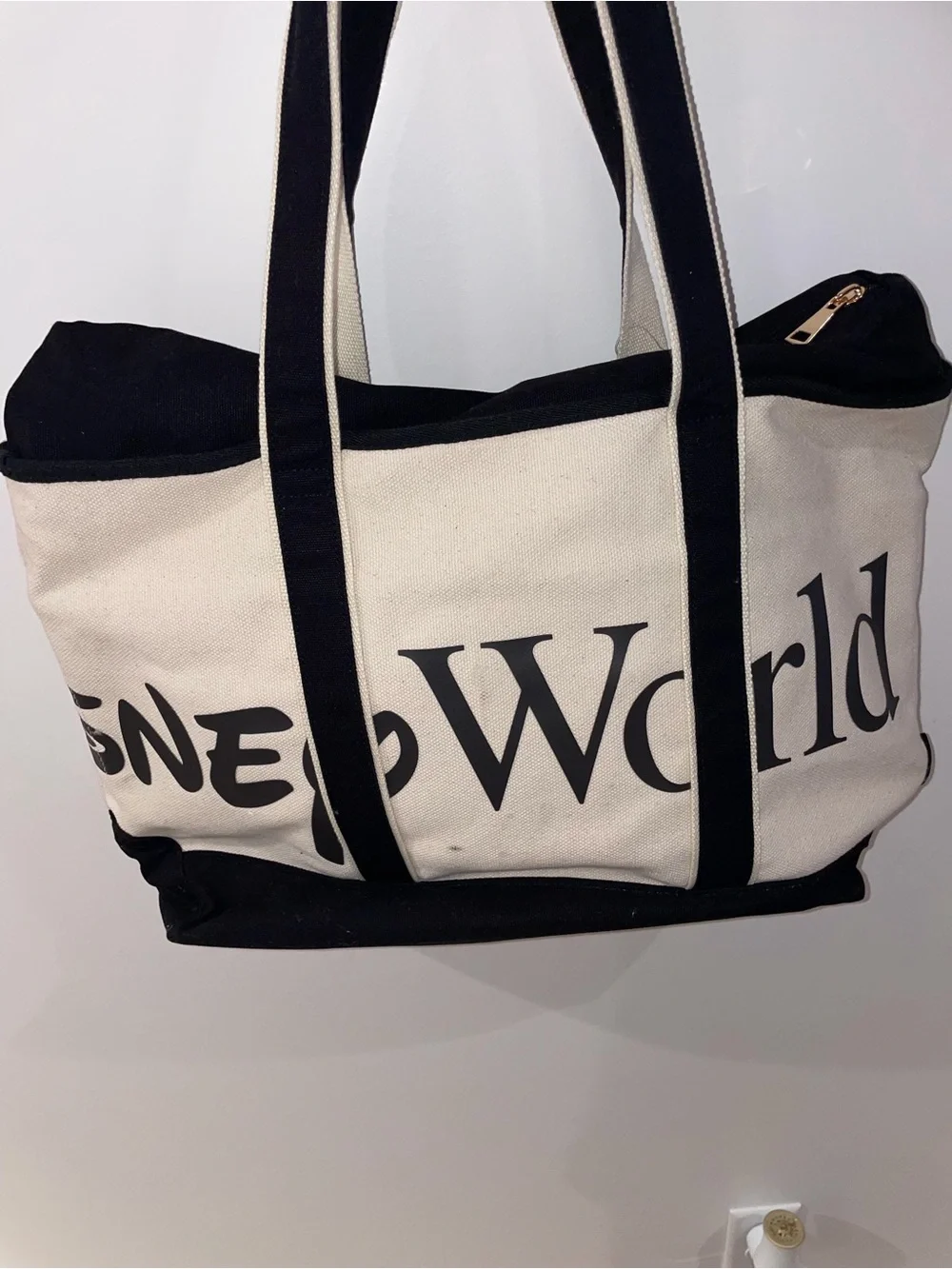 Disney parks color Walt Disney Black & Cream Canvas Tote Bag